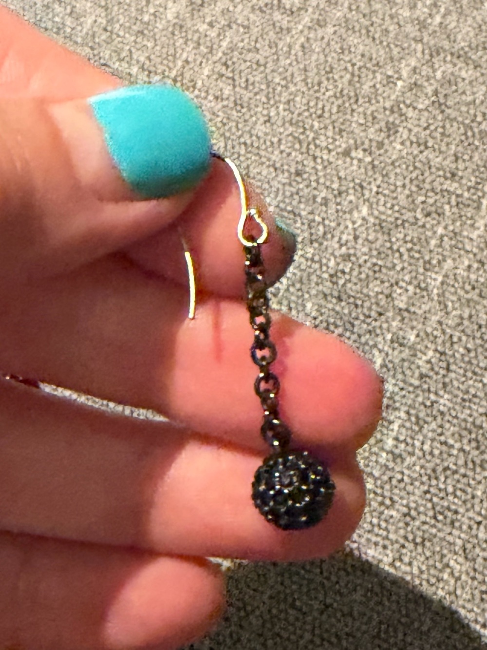 Coach Black Pavé Crystal Ball Drop Dangle Earrings Gunmetal - Picture 3 of 7
